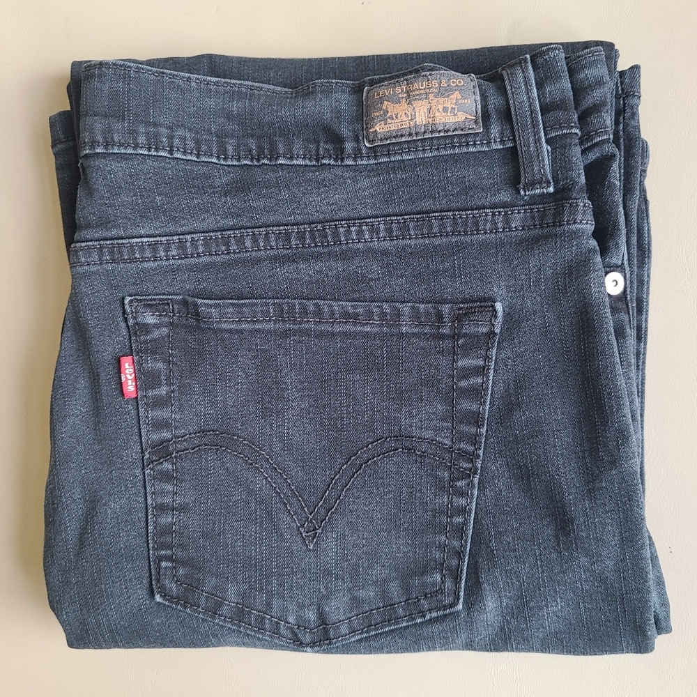 Levis Perfectly Slimming 512 Bootcut Size 16 SHORT Jeans Black Stretch Denim - Picture 2 of 11